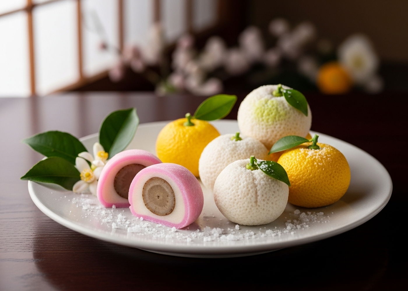 冬の花びら菓子